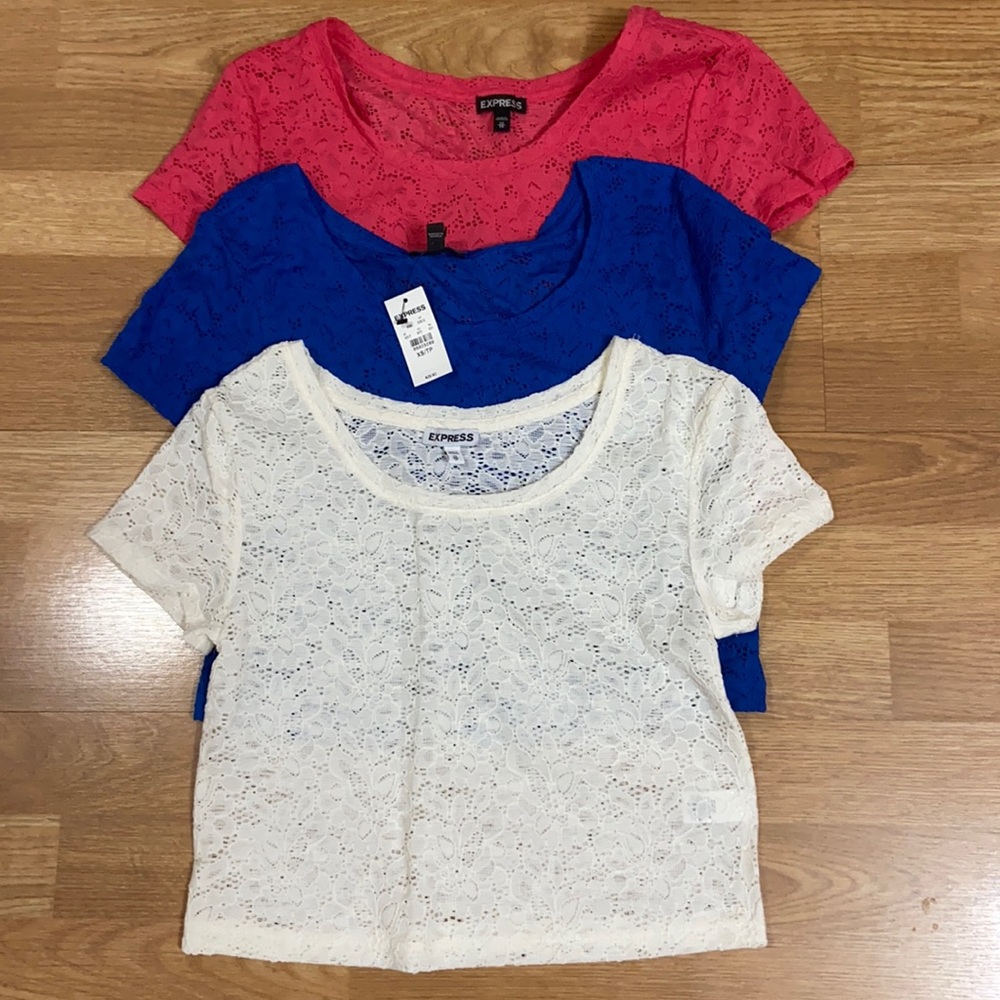 3 crop top, floral lace print